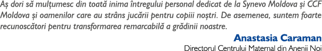 A dori s  mul umesc din toat  inima  ntregului personal dedicat de la Synevo Moldova  i CCF Moldova  i oamenilor car...